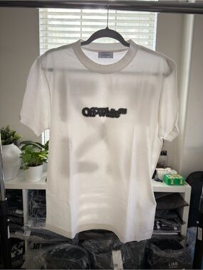 Off-White White T-Shirt with Black Logo Center Chest